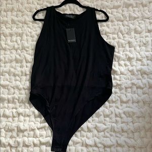NWT Eloquii high neck, tank top black bodysuit w easy snap bottoms. Sz 22